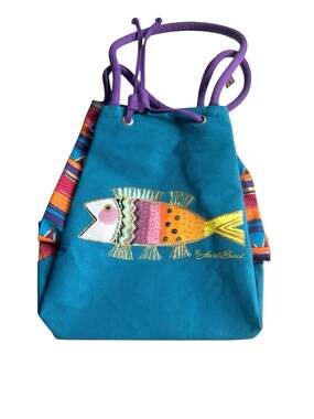 RARE Vintage 1980s 80s Laurel Burch Fish Beach Duffel Tote Bag